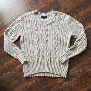Banana Republic Women's Crewneck Cable-Knit Sweater - Size M - Heather Gray